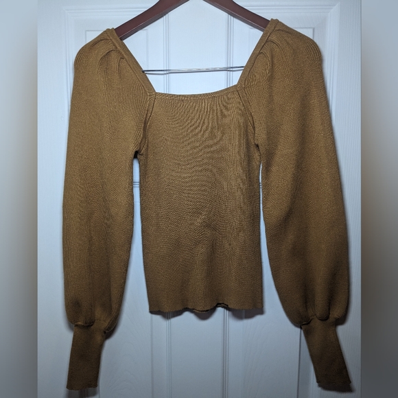 NWT DKNY Sweetheart Neck Rib Sweater Color Roasted Pecan. Size XXS - Picture 4 of 5